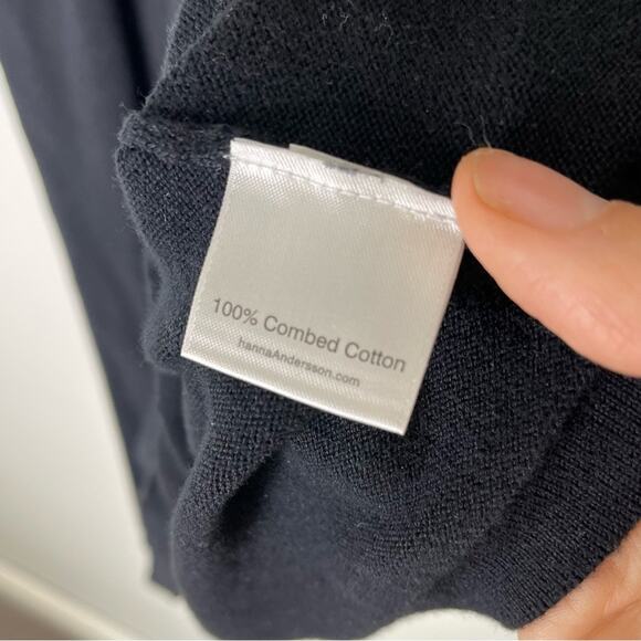 HANNA ANDERSSON Black Knit Combed Cotton Scoop Neck Dress Size Medium - Picture 3 of 7